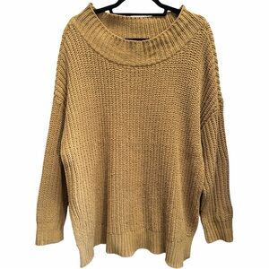 Aerie Chunky Knit Oversized Sweater Mustard Yellow size L